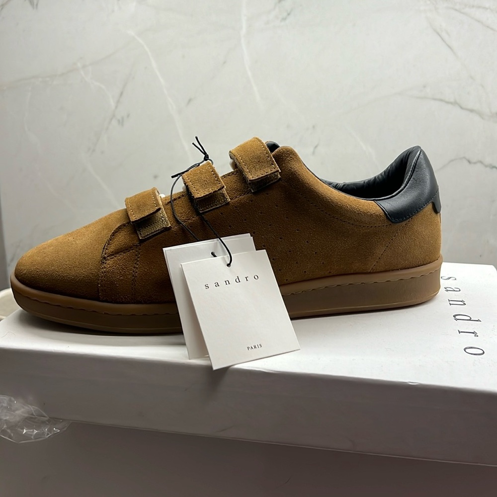 NEW WITH TAGS!! Sandro men’s velcro suede sneakers